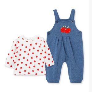 NWT - Little Me Apple Pals Overalls & White Apple Top - 18m